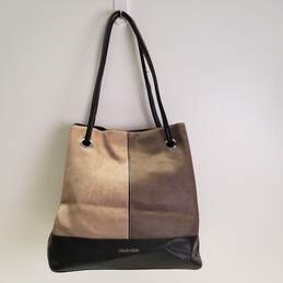 Calvin Klein Brown Printed Bag Medium Satchel Bag Handbag Purse