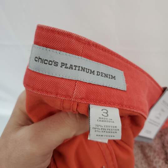 Chico's Coral Cotton Blend Cropped Jeans WM Size Size 3 ( XL  ) NWT image number 3