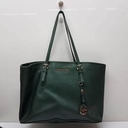Michael Kors Jet Set Green Large Saffiano Leather Tote/Shoulder Bag