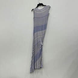 NWT Womens Blue White Short Sleeve Round Neck Pullover Maxi Dress Size M alternative image