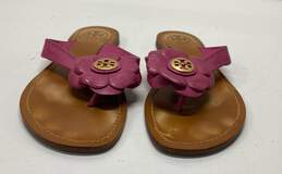 Tory Burch Breely Pink Floral Leather Thong Sandals Shoes 6 M alternative image