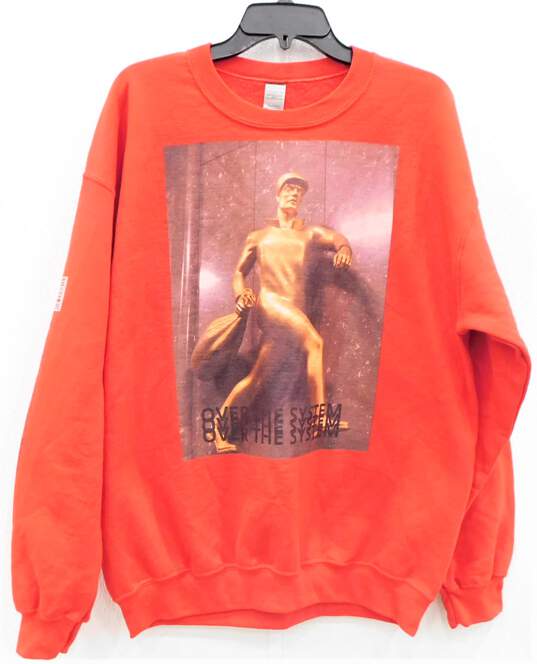 Over The System Red Crewneck Sweater Size Unisex Large image number 1