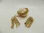 Vintage Vogue & Jomaz Icy Rhinestone & Gold Tone Clip-On Statement Earrings & Bracelet 70.9g image number 1