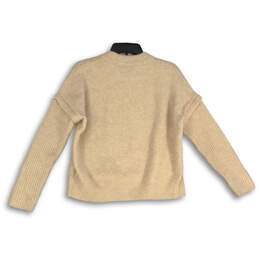 Womens Tan Knitted Crew Neck Long Sleeve Pullover Sweater Size XS alternative image