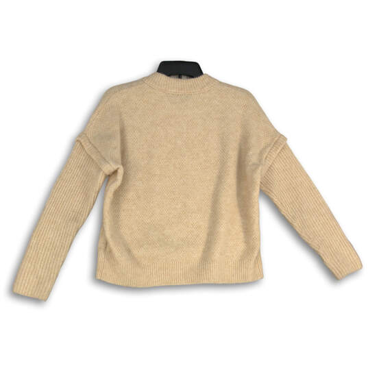 Womens Tan Knitted Crew Neck Long Sleeve Pullover Sweater Size XS image number 2