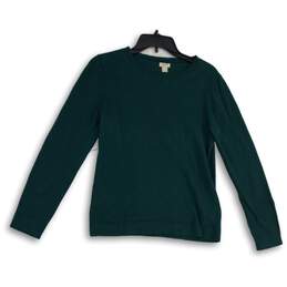 Womens Green Knitted Long Sleeve Crew Neck Pullover Sweater Size Medium