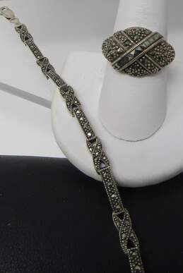 Vintage Marcasite Bracelet and Ring Size 8.5 alternative image