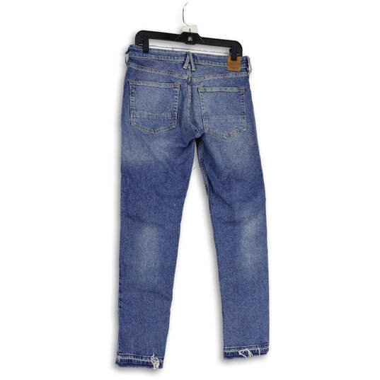 Women's Blue Denim Distressed 5-Pocket Design Straight Leg Jeans Size 27 image number 2