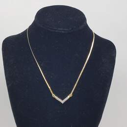 14k Gold Diamond Chevron Necklace 3.5g