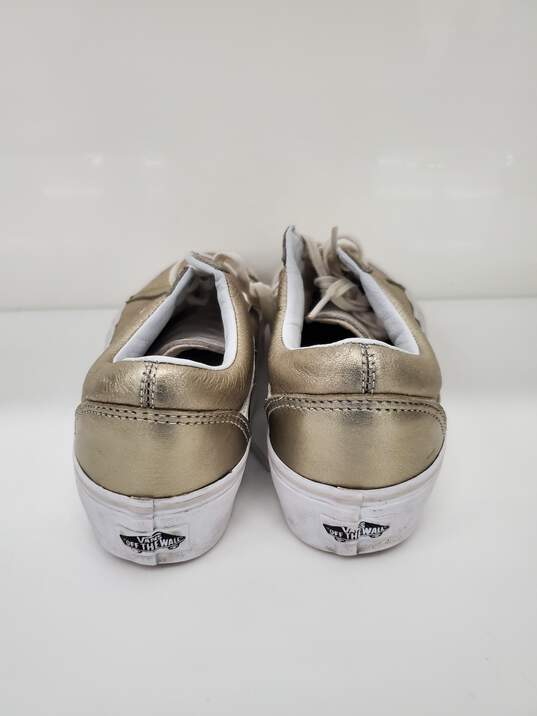 Vans Gold Leather Dress Shoes M Sz-7 W Sz-8.5 Used image number 5