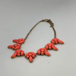 Designer J Crew Gold-Tone Link Chain Coral Gemstone Statement Necklace alternative image