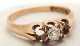 Vintage 14K Yellow Gold 0.14 CT Round Diamond 3 Stone Ring For Repair 2.1g