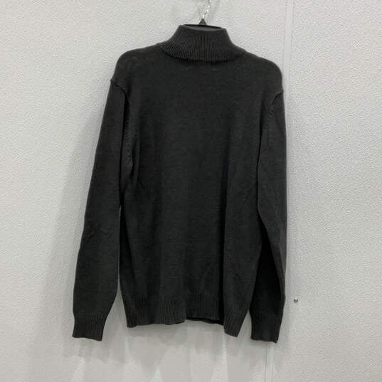 Mens Gray Long Sleeve Mock Neck Quarter Zip Pullover Sweater Size Medium image number 2