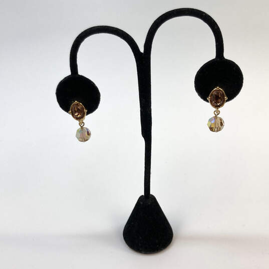 Designer Swarovski Gold-Tone Fashionable Dangle Drop Earrings image number 1