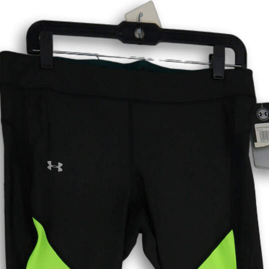 NWT Womens Green Black Colorblock HeatGear Pull On Ankle Leggings Size XL image number 3