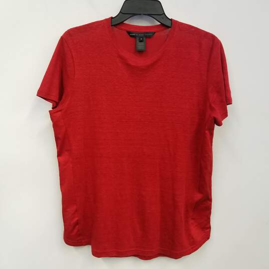 Mens Red Cotton Crew Neck Short Sleeve Casual Pullover T-Shirt Size Small image number 1