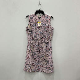 NWT Womens Pink Floral Sleeveless Button Front Fit And Flare Dress Small