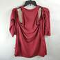 True Religion Women Red Eyelet Cold Shoulder Top XL NWT image number 1