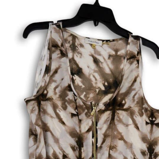Womens Brown White Tie-Dye Scoop Neck Sleeveless One-Piece Romper Size 10 image number 3