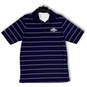 Mens Blue Stripe Spread Collar Short Sleeve Polo Shirt Size Medium image number 1