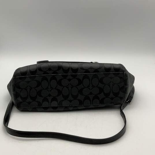 Coach Womens Black Gray Leather Monogram Adjustable Strap Crossbody Bag Purse image number 4