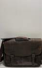 Kenneth Cole Reaction Brown Leather Shoulder Messenger Laptop Bag image number 1