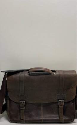 Kenneth Cole Reaction Brown Leather Shoulder Messenger Laptop Bag