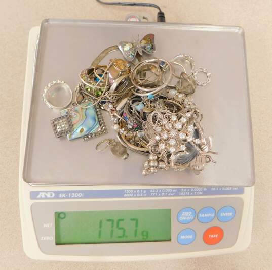 175.7 g Sterling Silver Scrap Jewelry and Stones image number 3