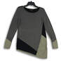 Womens Gray Black Colorblock Long Sleeve Crew Neck Pullover Sweater Sz S/P image number 1