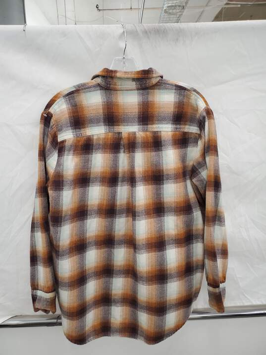 Women Madewell Flannel Side-Button Oversized Ex-Boyfriend Shirt Size-S image number 2