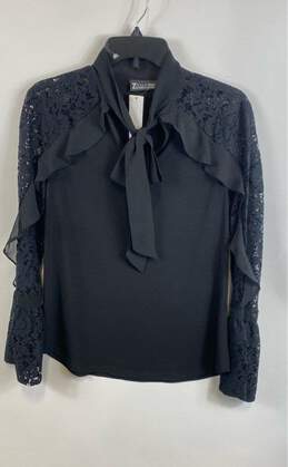 NWT 7th Avenue Design Studio Womens Black Long Sleeve V-Neck Blouse Top Size M