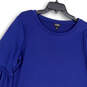 NWT Womens Blue Round Neck Flared Sleeve Pullover Mini Dress Size Large image number 3