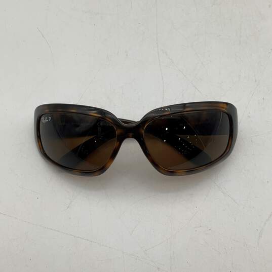 Womens RB4102 Brown Tortoise Frame Brown Lens Polarized Rectangle Sunglasses image number 1