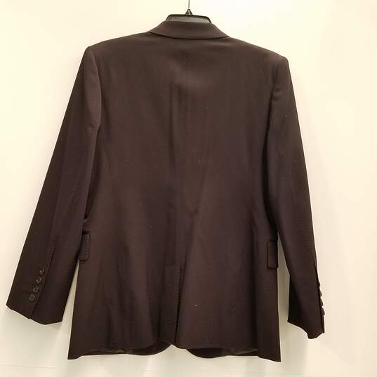 Womens Brown Long Sleeve Collared Flat Front Two Pieces Pant Suit Size 46 image number 2