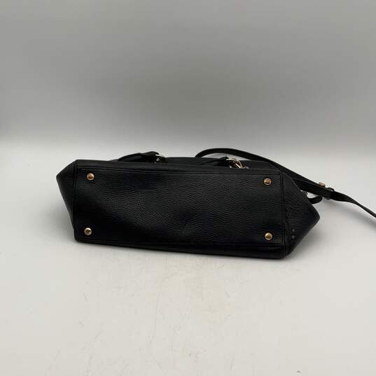 Michael Kors Womens Black Leather Top Handle Bottom Stud Satchel Bag Purse image number 5