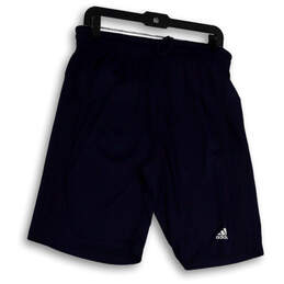 Mens Blue Elastic Waist Stretch Flat Front Drawstring Bermuda Shorts Size L