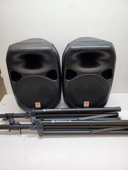 Rockville Power Gig RPG-122K Dual 12in Bluetooth Speakers W/Stands Untested