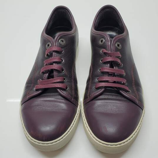 Lanvin Mens Burgundy Leather Low Top Sneakers Size 7 AUTHENTICATED image number 2