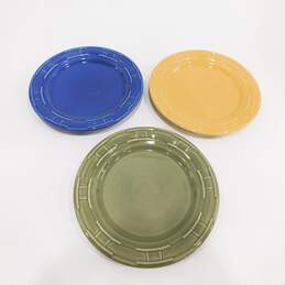 Longaberger Pottery Woven Traditions 8.75" Multicolor Plate Set of 3