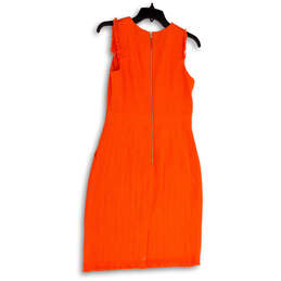 NWT Womens Orange Round Neck Sleeveless Back Zip Shift Dress Size 4 alternative image