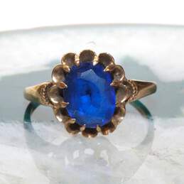 Vintage 10K Yellow Gold Blue Spinel Ring Size 8.25 - 2.6g alternative image