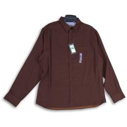 NWT Van Heusen Mens Red Spread Collar Long Sleeve Button-Up Shirt Size L