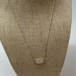 Designer Kendra Scott Gold-Tone Link Chain Druzy Stone Pendant Necklace