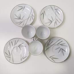 10PC Noritake Bambina 5791 Silver Leaf Fine China Cream & Sugar Set alternative image