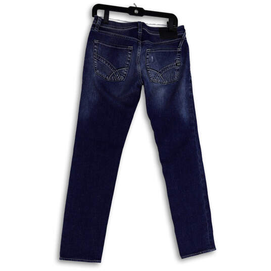 Mens Blue Denim Medium Wash Five Pocket Design Straight Jeans Size 30x34 image number 2