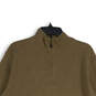 Men Brown Mock Neck Long Sleeve Quarter Zip Pullover Sweater Size Medium image number 3