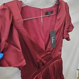Women's Red Lulus Short Sleeve V Neck Ruffled Maxi Dress Size S alternative image