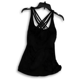 Womens Black Round Neck Spaghetti Strap Sleeveless Mini Dress Size 10