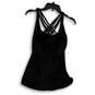 Womens Black Round Neck Spaghetti Strap Sleeveless Mini Dress Size 10 image number 1