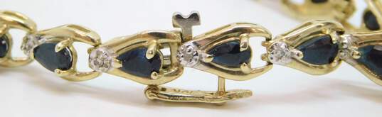 10k Yellow Gold Sapphire & Diamond Accent Tennis Bracelet 8.1g image number 5
